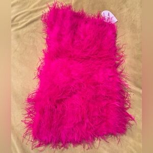 Buddy Love Hot Pink Celeste Feather Mini Dress